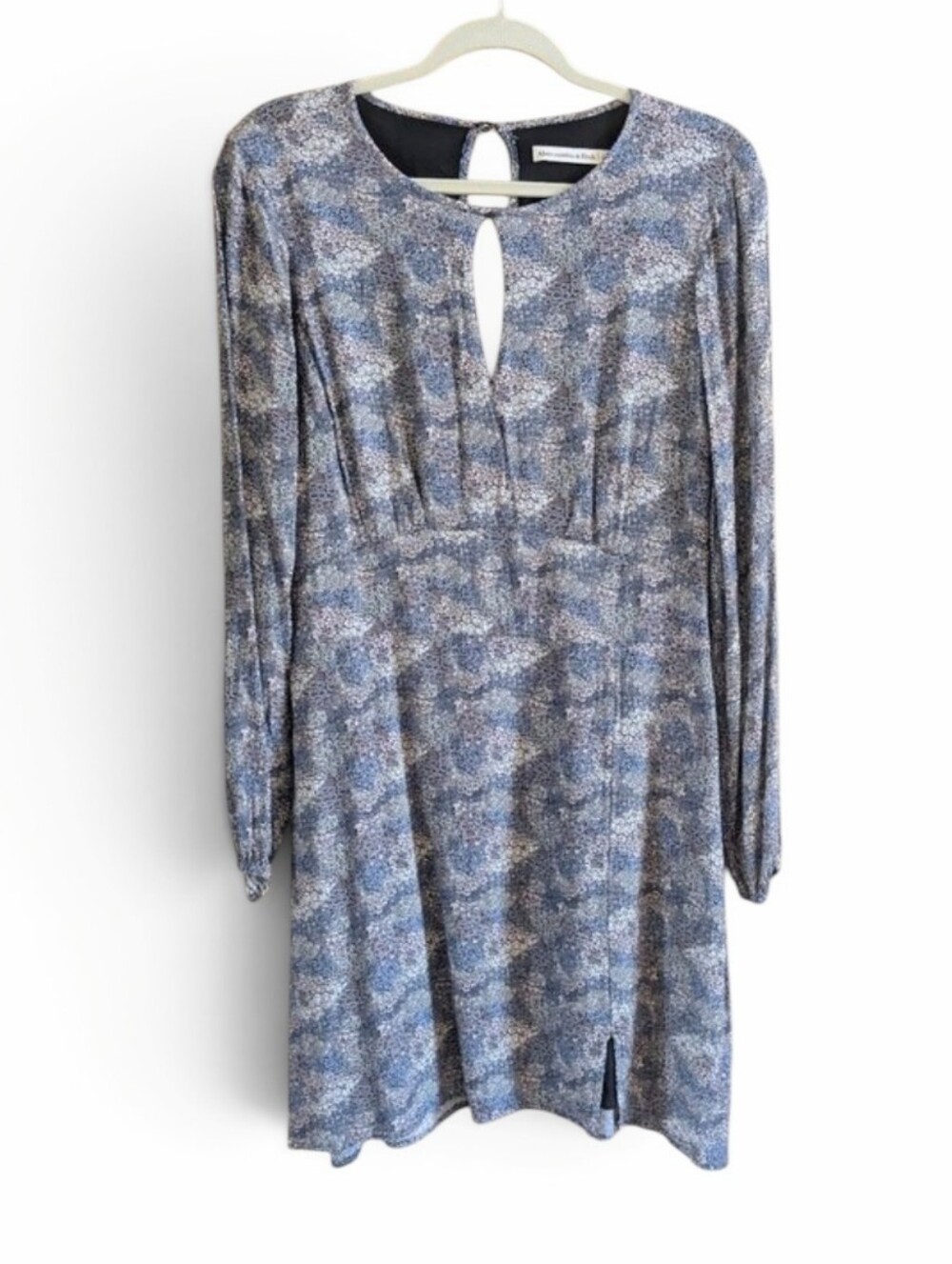 Abercrombie Blue Floral Keyhole Empire Waist Dress Large Tall